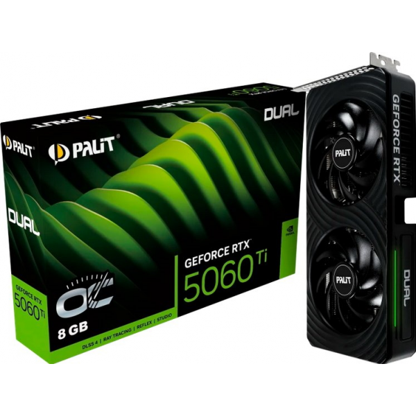 Видеокарта Palit GeForce RTX 5060 Ti Dual OC 8Gb Видеокарта Palit GeForce RTX 5060 Ti Dual OC 8Gb